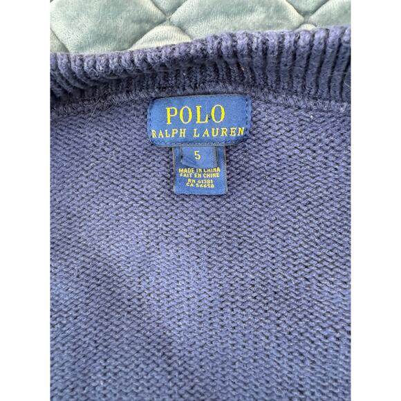 Ralph Lauren Polo Full Zip Knit Sweater little Boys size 5 blue 100% cotton - Picture 4 of 5